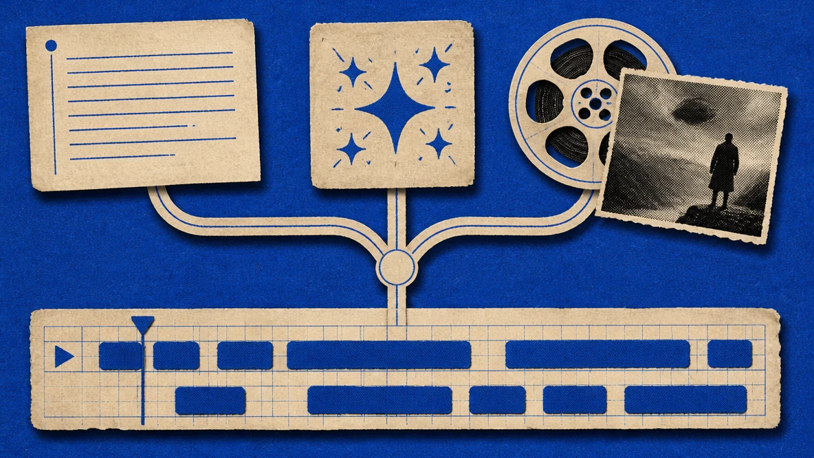 An illustrated workflow for cutting, captioning and reviewing footage.